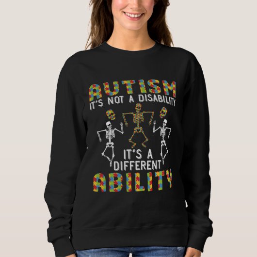 Autism Awareness Autism Skeleton Autism Support スウェットシャツ (正面)