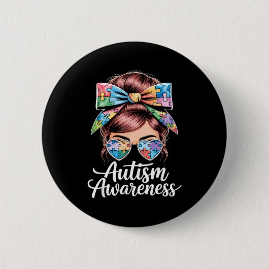 Autism awareness autistic  缶バッジ (正面)