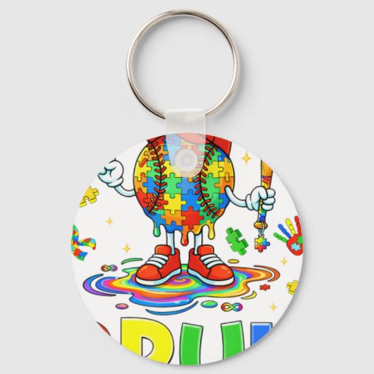 Autism Awareness Baseball Bruh Puzzl キーホルダー (正面)