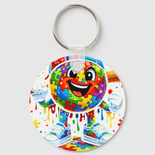 Autism Awareness Baseball Ice Cream Dri キーホルダー (正面)