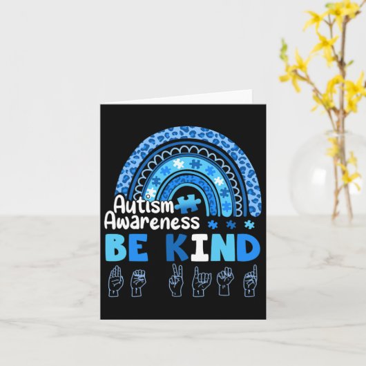 Autism Awareness Be Kind Asl Hand Sign Language  カード (黄色い花)