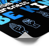 Autism Awareness Be Kind Asl Hand Sign Language  ポスター (角)