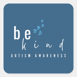 autism awareness be kind blue hearts modern  スクエアシール