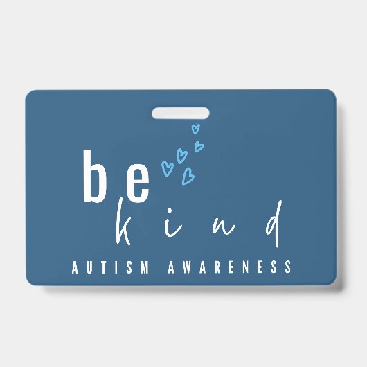 autism awareness be kind blue hearts modern  バッジ (正面)