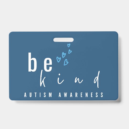 autism awareness be kind blue hearts modern  バッジ (裏面)