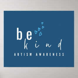 autism awareness be kind blue hearts modern  ポスター