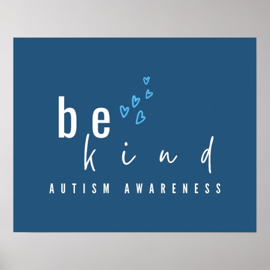 autism awareness be kind blue hearts modern  ポスター (正面)