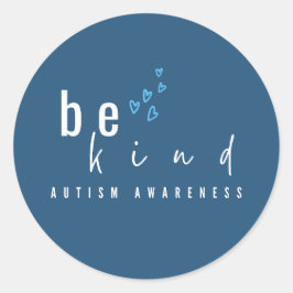 autism awareness be kind blue hearts modern  ラウンドシール