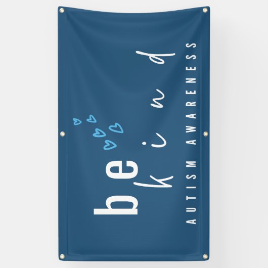 autism awareness be kind blue hearts modern  横断幕 (縦)