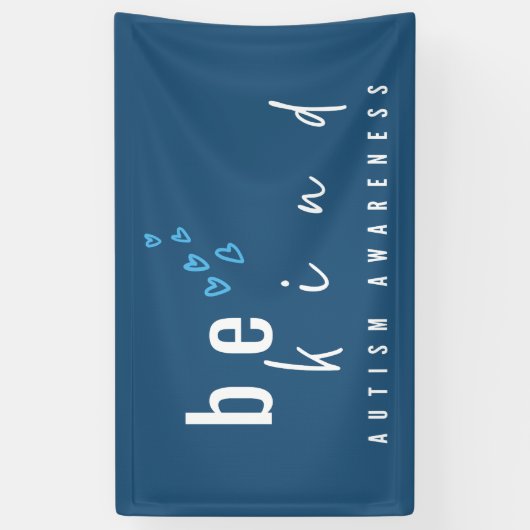 autism awareness be kind blue hearts modern  横断幕 (縦)