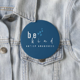 autism awareness be kind blue hearts modern  缶バッジ