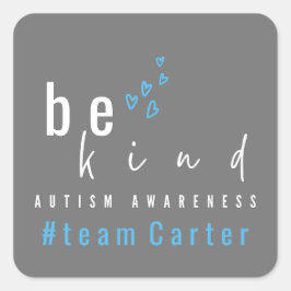 autism awareness be kind blue hearts team name  スクエアシール