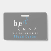 autism awareness be kind blue team name custom バッジ (正面)