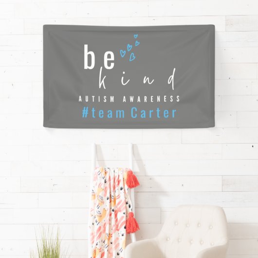 autism awareness be kind blue team name modern 横断幕 (インサイチュ)