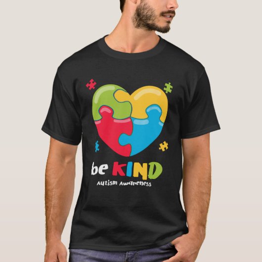 Autism Awareness   Be Kind Puzzle Heart Kindness   Tシャツ (正面)