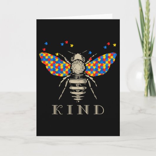 Autism Awareness Bee Kind Puzzle Pieces  カード (正面)