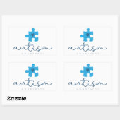 autism awareness blue puzzle piece heart  長方形シール (シート)