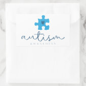 autism awareness blue puzzle piece heart  長方形シール (バッグ)