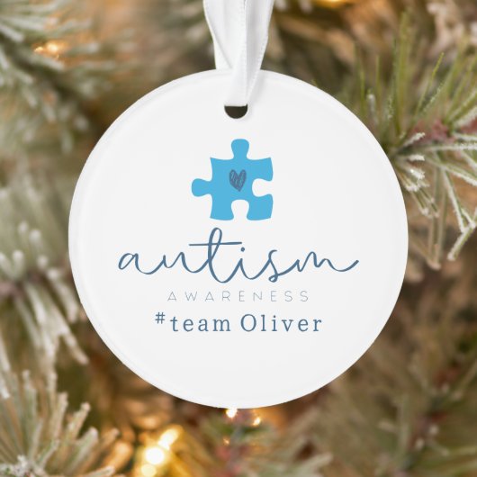 autism awareness blue puzzle piece #team name  オーナメント (ツリー)