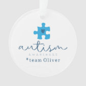 autism awareness blue puzzle piece #team name  オーナメント (正面)