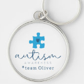 autism awareness blue puzzle piece #team name  キーホルダー (正面)