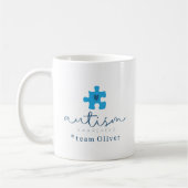 autism awareness blue puzzle piece #team name  コーヒーマグカップ (左)