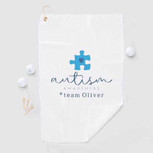 autism awareness blue puzzle piece #team name ゴルフタオル (インサイチュ)