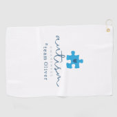 autism awareness blue puzzle piece #team name ゴルフタオル (横)