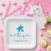 autism awareness blue puzzle piece #team name  ペーパープレート (パーティー)