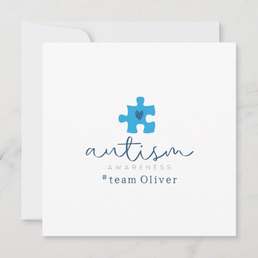 autism awareness blue puzzle piece #team name 招待状 (正面)