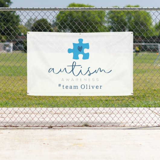 autism awareness blue puzzle piece #team name  横断幕 (インサイチュ)