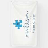 autism awareness blue puzzle piece #team name  横断幕 (縦)