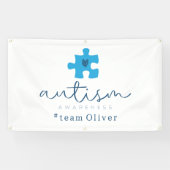 autism awareness blue puzzle piece #team name  横断幕 (横)