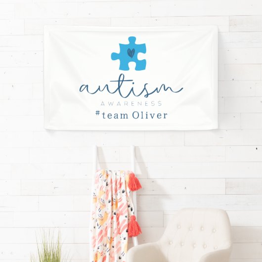 autism awareness blue puzzle piece #team name  横断幕 (インサイチュ)