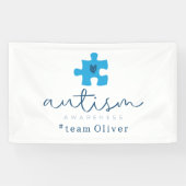 autism awareness blue puzzle piece #team name 横断幕 (横)