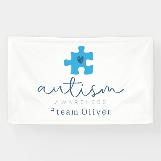 autism awareness blue puzzle piece #team name 横断幕 (横)