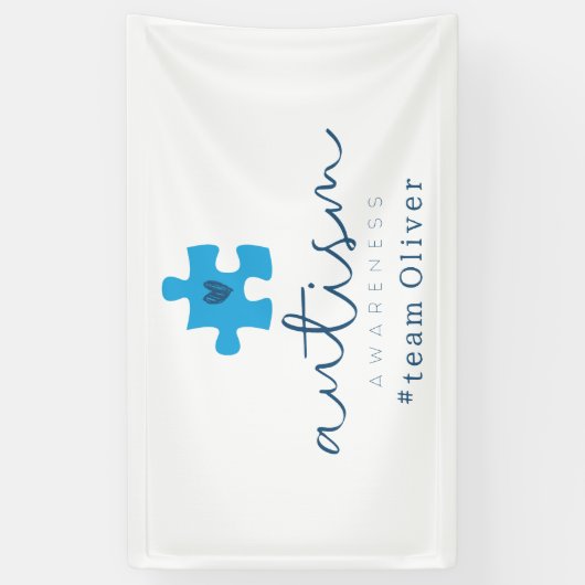 autism awareness blue puzzle piece #team name 横断幕 (縦)