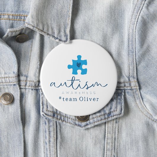 autism awareness blue puzzle piece #team name  缶バッジ (インサイチュ)