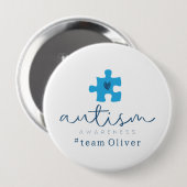 autism awareness blue puzzle piece #team name  缶バッジ (正面&裏面)