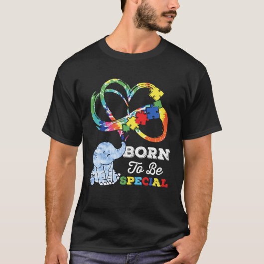 Autism Awareness Born Special Elephant Infinity Lo Tシャツ (正面)