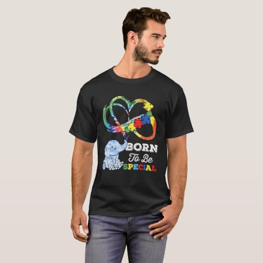 Autism Awareness Born Special Elephant Infinity Lo Tシャツ (正面フル)