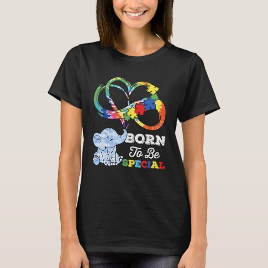 Autism Awareness Born Special Elephant Infinity Lo Tシャツ (正面)
