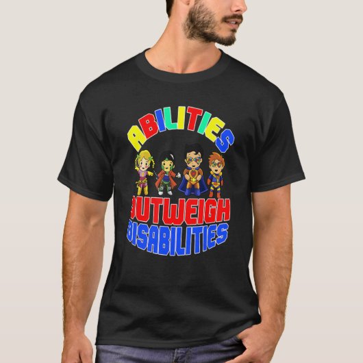 Autism Awareness Boy Abilities Outweigh Disabiliti Tシャツ (正面)