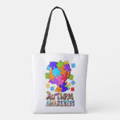 Autism Awareness Boy Puzzle Tote Bag トートバッグ (裏面)