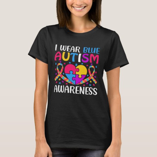 Autism Awareness Boys Girls I Wear Blue ASD Puzzle Tシャツ (正面)