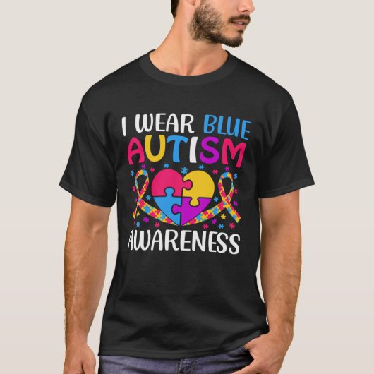 Autism Awareness Boys Girls I Wear Blue ASD Puzzle Tシャツ (正面)
