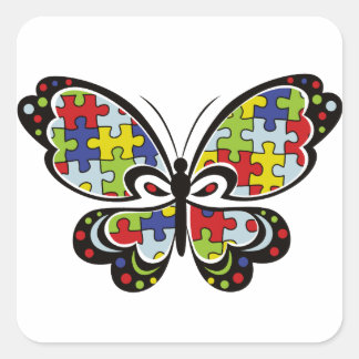 Autism Awareness Butterfly スクエアシール