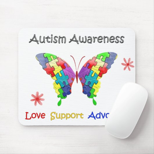 Autism Awareness Butterfly マウスパッド (マウス)