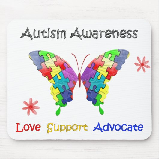Autism Awareness Butterfly マウスパッド (正面)