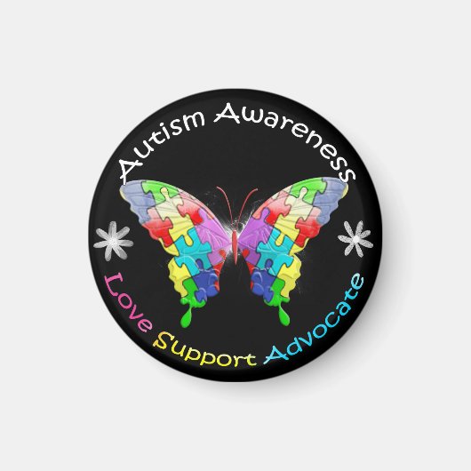 Autism Awareness Butterfly マグネット (正面)